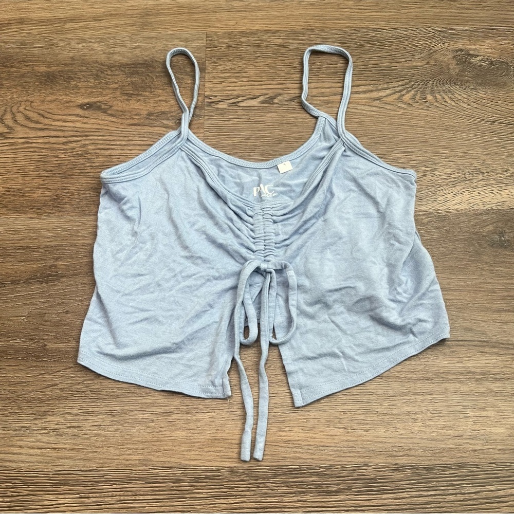 Pacsun Women's Light Blue Ruched Crop Top Size Small